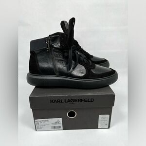 Karl Lagerfeld Paris Men's Black Leather Boots size 11 New in a Box